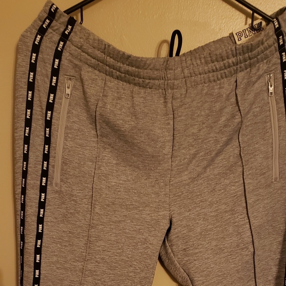 Pink skinny track pants